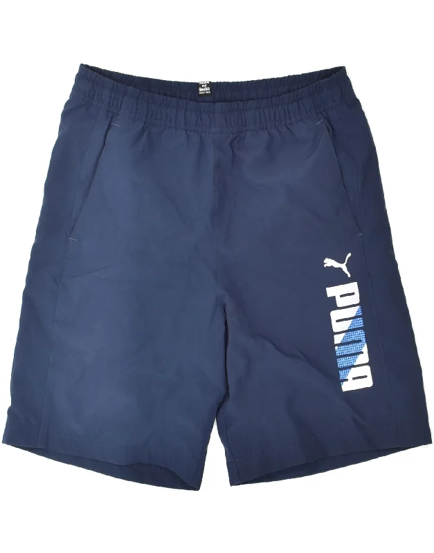 PUMA Boys Graphic Sport Shorts 13-14 Years Navy Blue Polyester