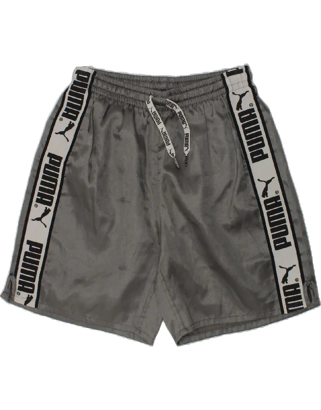 PUMA Boys Graphic Sport Shorts 13-14 Years Silver Polyester