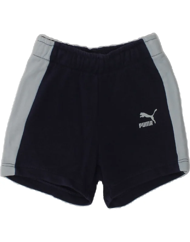 PUMA Boys Graphic Sport Shorts 2-3 Years Navy Blue Colourblock