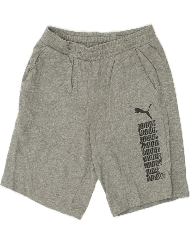 PUMA Boys Graphic Sport Shorts 9-10 Years Grey Cotton