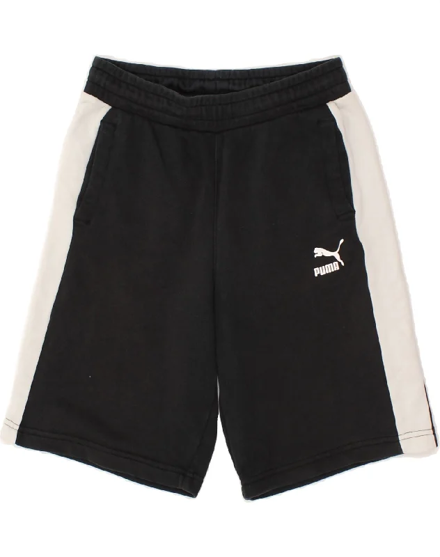 PUMA Boys Sport Shorts 13-14 Years Black Colourblock Cotton