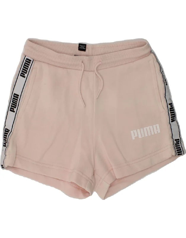 PUMA Girls Graphic Sport Shorts 7-8 Years Pink Cotton