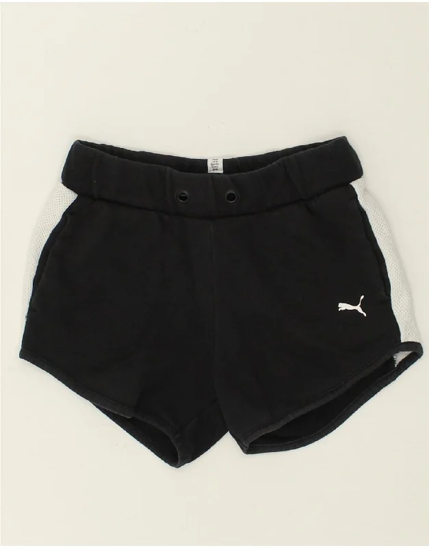 PUMA Girls Sport Shorts 11-12 Years Black Colourblock Cotton