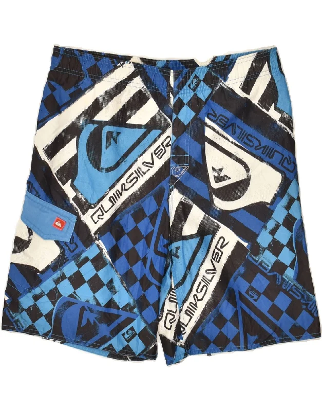 QUIKSILVER Boys Graphic Sport Shorts 15-16 Years Navy Blue Polyester