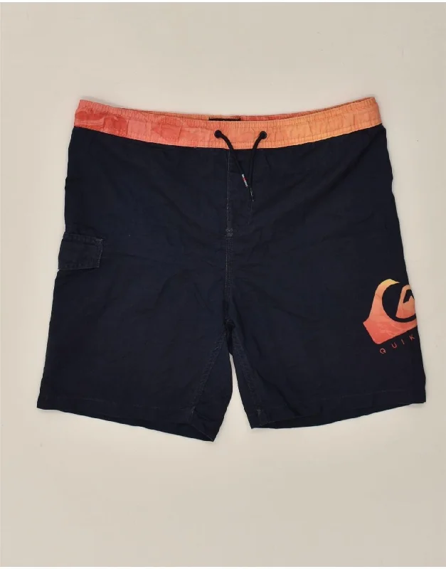 QUIKSILVER Boys Graphic Sport Shorts 15-16 Years XL  Navy Blue Polyester