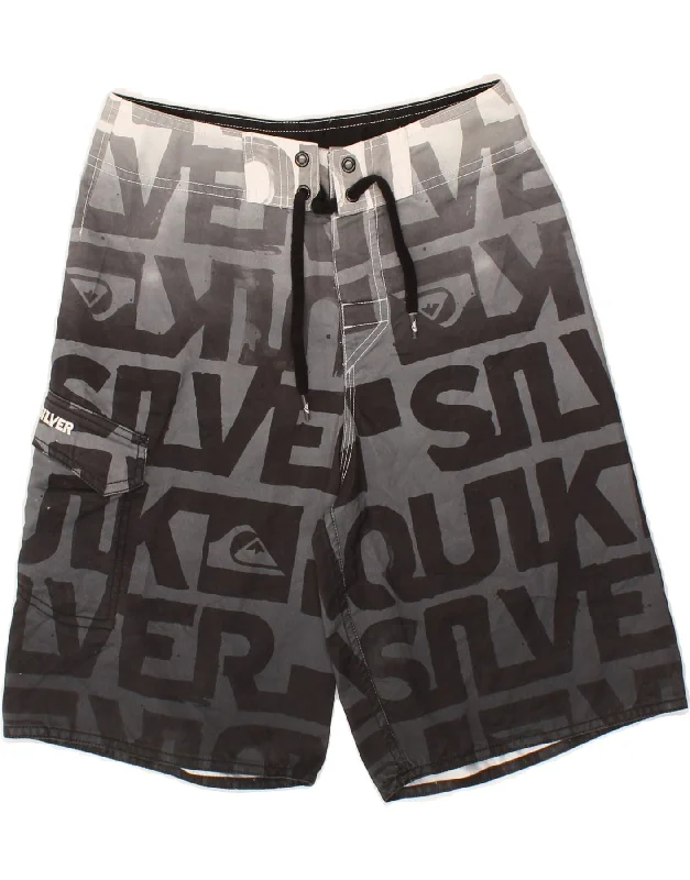 QUIKSILVER Boys Graphic Swimming Shorts 11-12 Years Grey Polyester