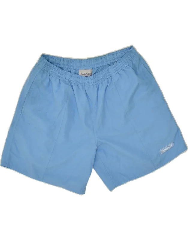 REEBOK Boys Graphic Sport Shorts 12-13 Years Large Blue Polyester