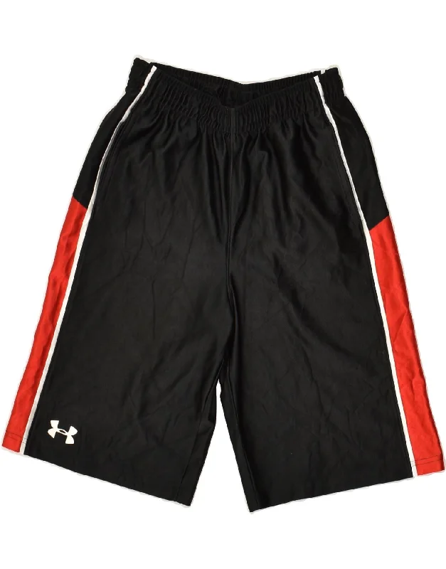 UNDER ARMOUR Boys Graphic Sport Shorts 11-12 Years Large Black Colourblock