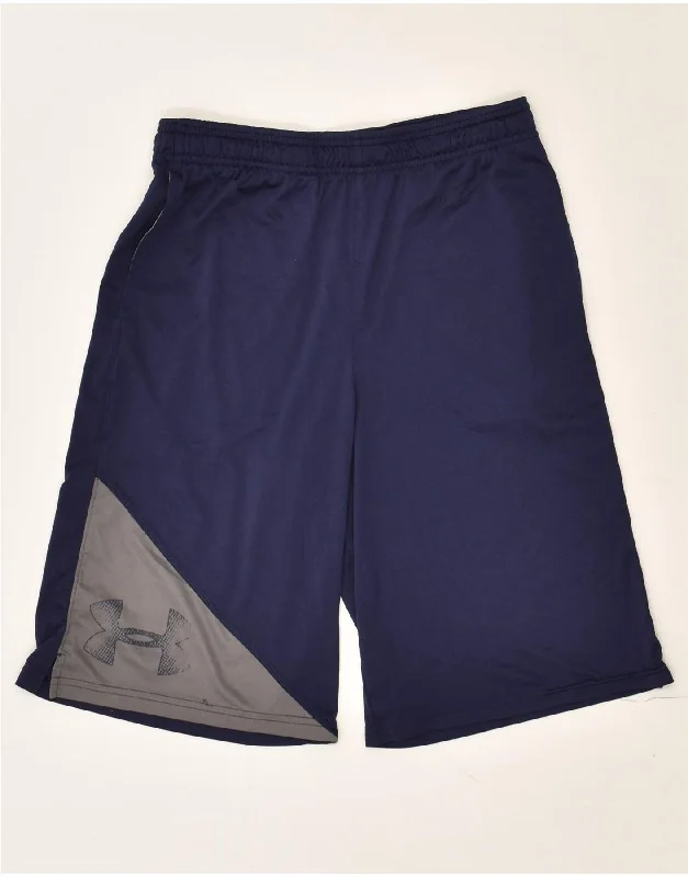 UNDER ARMOUR Boys Graphic Sport Shorts 11-12 Years Large Navy Blue