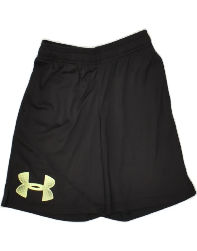 UNDER ARMOUR Boys Graphic Sport Shorts 7-8 Years Small Black