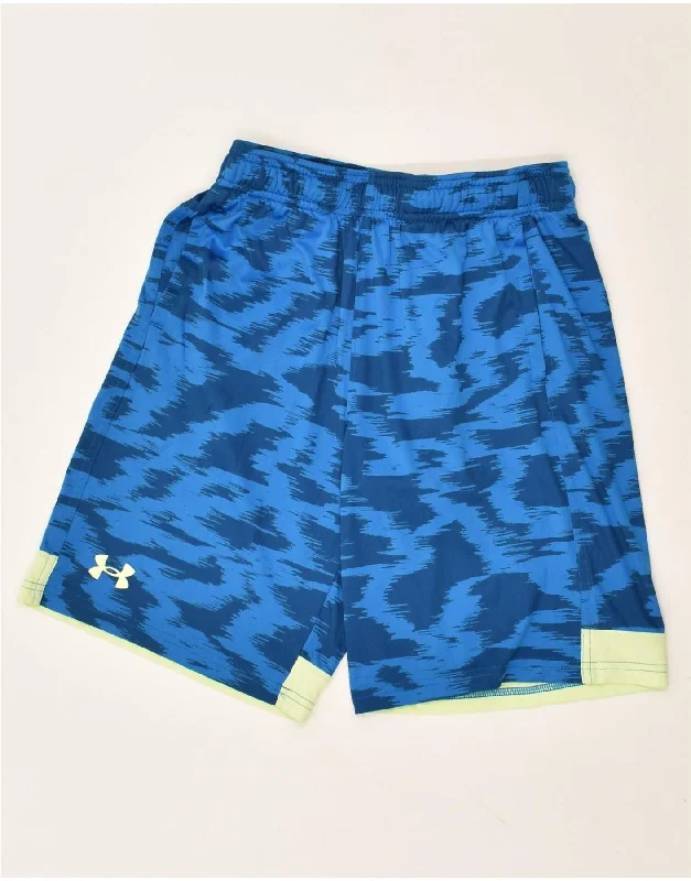 UNDER ARMOUR Boys Heat Gear Graphic Sport Shorts 11-12 Years Large Blue