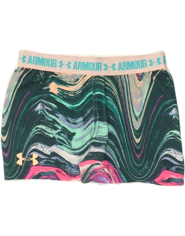 UNDER ARMOUR Girls Abstract Pattern Sport Shorts 6-7 Years Multicoloured